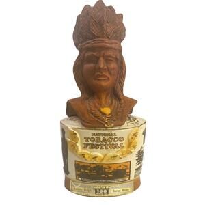 Vtg Empty 1973 Jim Beam National Tobacco Festival Indian Chief Liquor Decanter